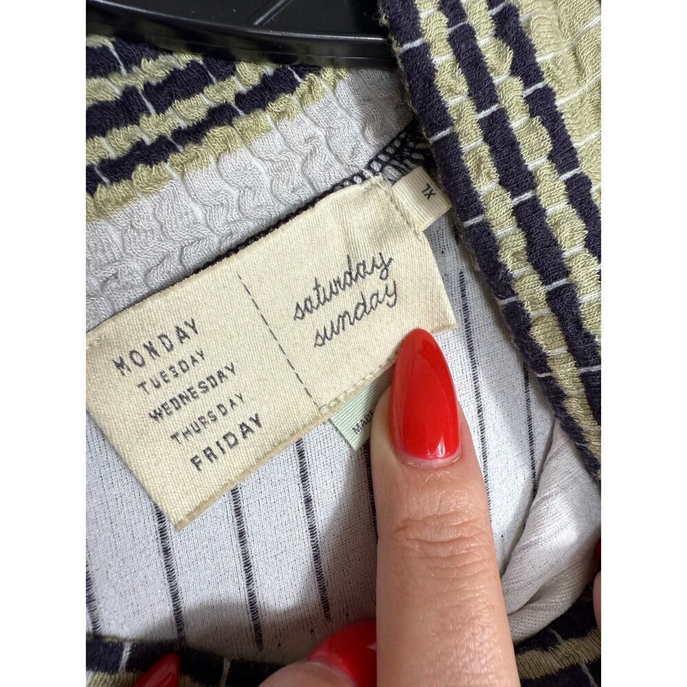 Saturday Sunday Anthropologie Striped Knit Dress XL Textured Fit & Flare - Picture 5 of 6